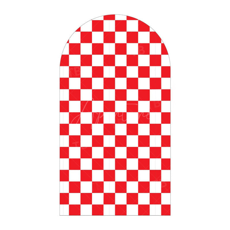 Aperturee - Aperturee Classic Checkered Pattern Arch Backdrop Crisp Grid Patterns With Clean Lines Elegant Party Decorations