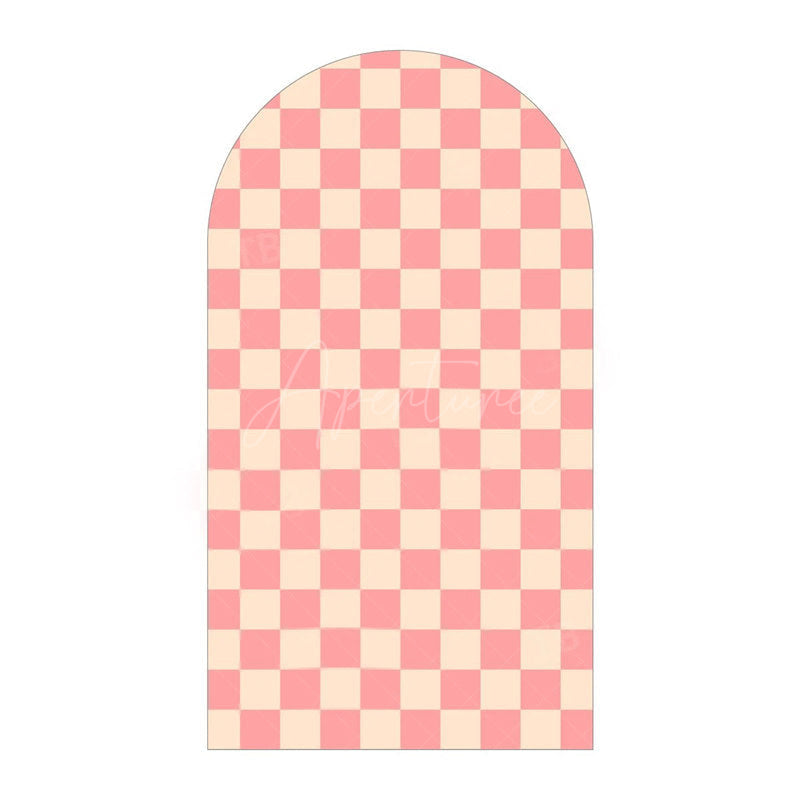 Aperturee - Aperturee Classic Checkered Pattern Arch Backdrop Crisp Grid Patterns With Clean Lines Elegant Party Decorations