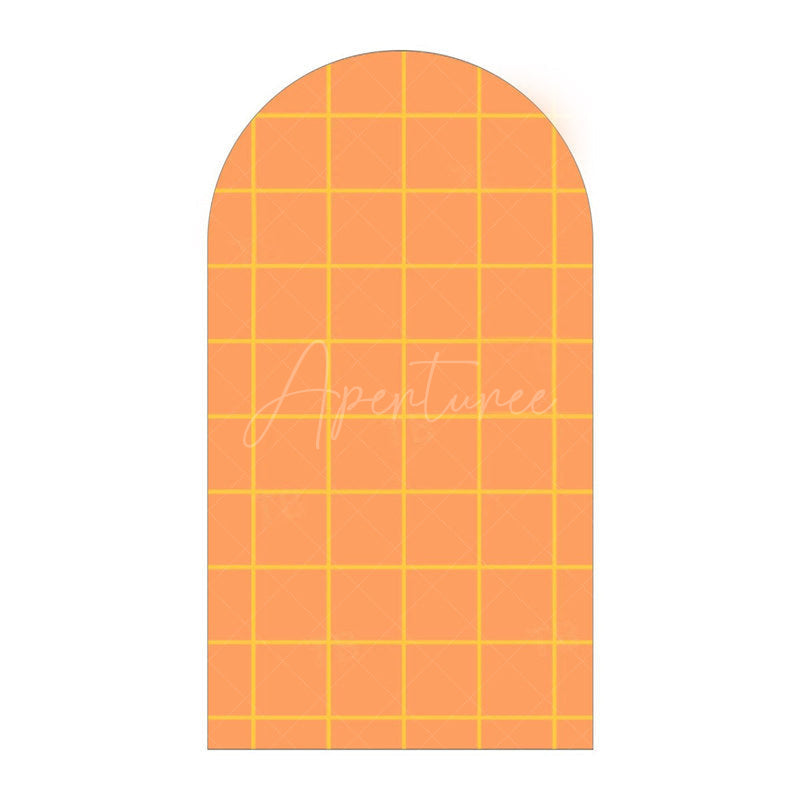 Aperturee - Aperturee Classic Checkered Pattern Arch Backdrop Crisp Grid Patterns With Clean Lines Elegant Party Decorations