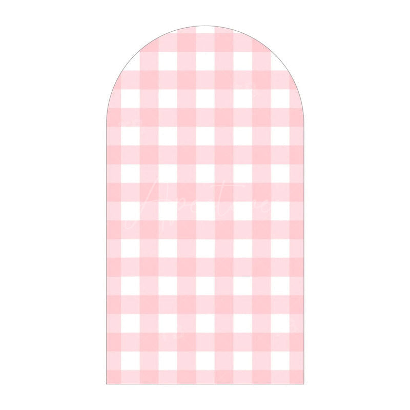 Aperturee - Aperturee Classic Checkered Pattern Arch Backdrop Crisp Grid Patterns With Clean Lines Elegant Party Decorations