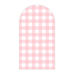 Aperturee - Aperturee Classic Checkered Pattern Arch Backdrop Crisp Grid Patterns With Clean Lines Elegant Party Decorations
