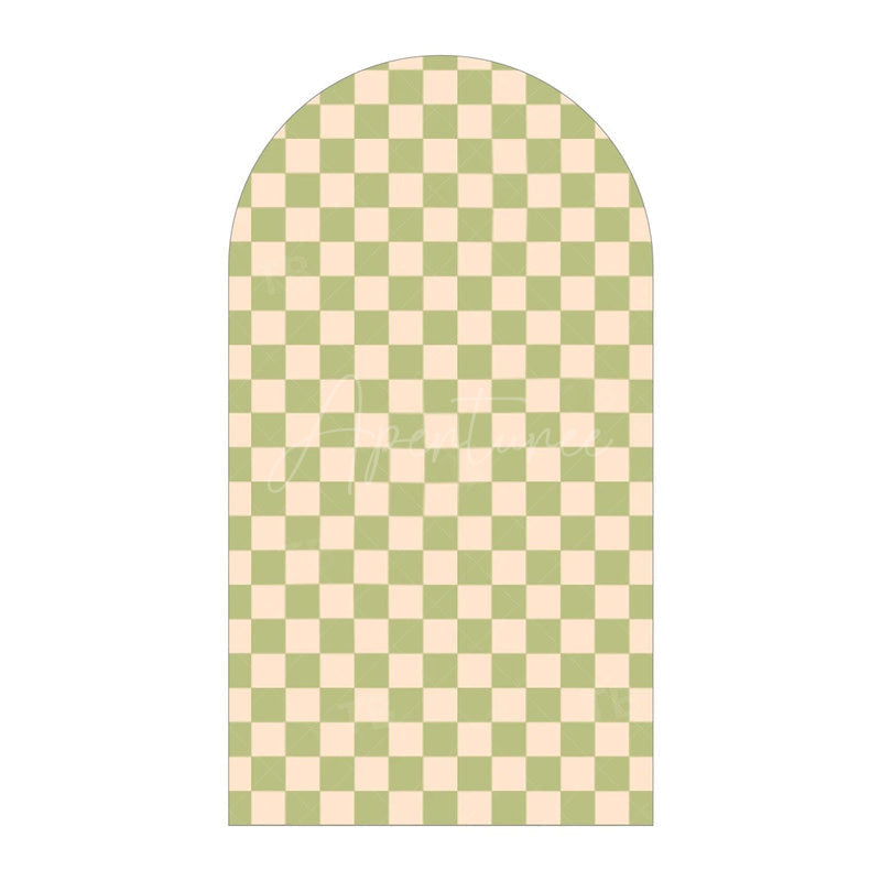 Aperturee - Aperturee Classic Checkered Pattern Arch Backdrop Crisp Grid Patterns With Clean Lines Elegant Party Decorations