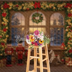 Aperturee - Aperturee Classic Christmas Toy Room Photography Backdrop Nutcrackers and Rocking Horse Holiday Mini Session Background