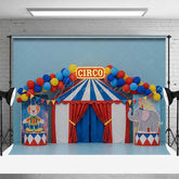 Aperturee Aperturee Classic Circus Cake Smash Photography Backdrop Red Blue and Yellow Big Top Tent First Birthday Photo Prop for Boy