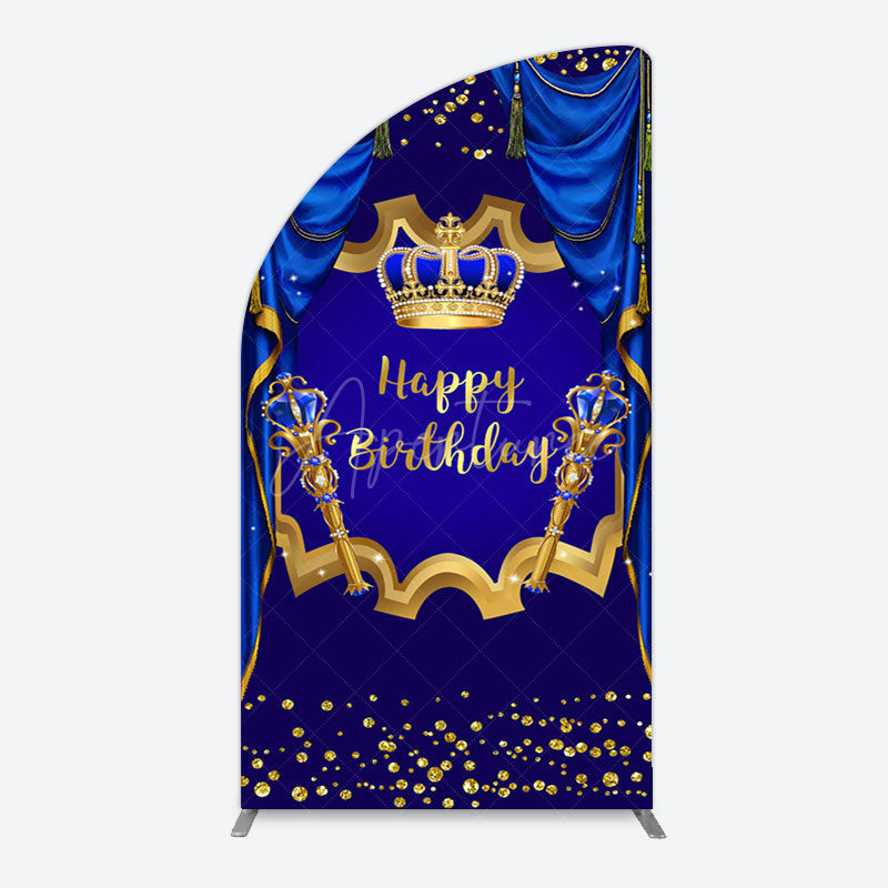 Aperturee - Aperturee Classic Crown Scepter Tassel Birthday Half Moon Arch Backdrop