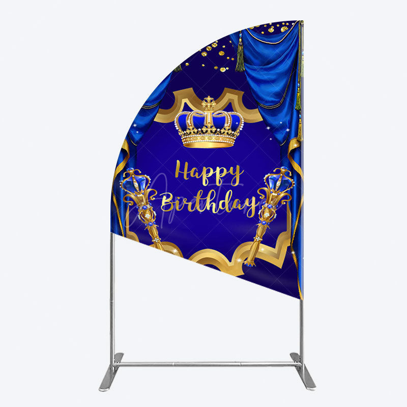 Aperturee - Aperturee Classic Crown Scepter Tassel Birthday Half Moon Arch Backdrop
