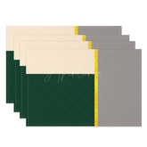 Aperturee - Aperturee Classic Dark Green and Grey Placemats Set of 4 Modern Abstract Design for Elegant Dining Table Decor