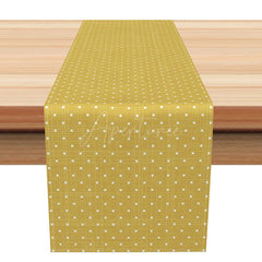 Aperturee - Aperturee Classic Geometric Table Runner with Gold and Yellow Square Pattern for Modern and Elegant Dining