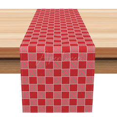 Aperturee - Aperturee Classic Gingham Table Runner in Red and Pink Simple Plaid for Valentine’s and Summer Picnic Decor