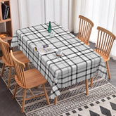 Aperturee - Aperturee Classic Grey Plaid Rectangle Tablecloth Neutral Farmhouse Checkered Pattern Modern Kitchen Dining Decor
