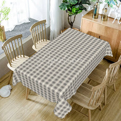 Aperturee - Aperturee Classic Grey Plaid Rectangle Tablecloth Simple Farmhouse Checkered Pattern Modern Neutral Kitchen Decor