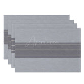 Aperturee - Aperturee Classic Grey Striped Placemats Set of 4 Simple and Modern Design for Farmhouse Kitchen Dining Table