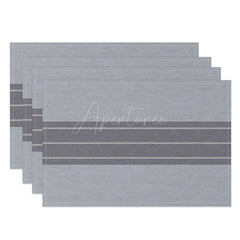 Aperturee - Aperturee Classic Grey Striped Placemats Set of 4 Simple and Modern Design for Farmhouse Kitchen Dining Table
