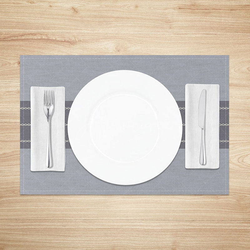 Aperturee - Aperturee Classic Grey Striped Placemats Set of 4 Simple and Modern Design for Farmhouse Kitchen Dining Table