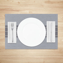 Aperturee - Aperturee Classic Grey Striped Placemats Set of 4 Simple and Modern Design for Farmhouse Kitchen Dining Table