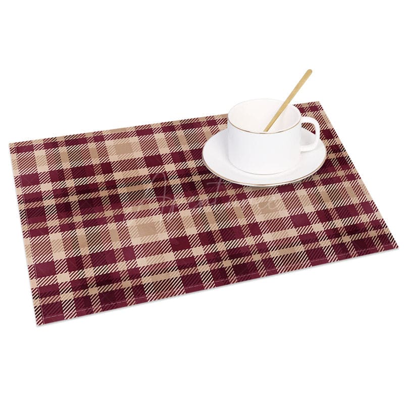 Aperturee - Aperturee Classic Plaid Geometric Patterns Set of 4 Placemats