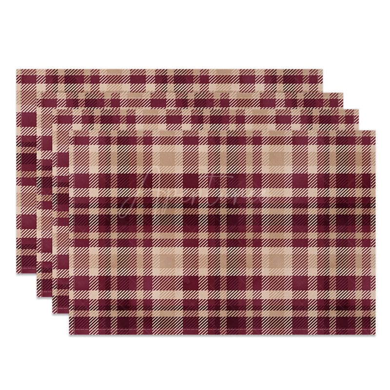 Aperturee - Aperturee Classic Plaid Geometric Patterns Set of 4 Placemats