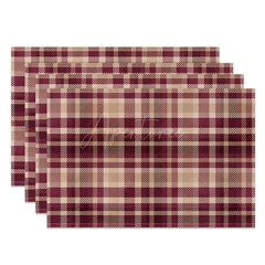 Aperturee - Aperturee Classic Plaid Geometric Patterns Set of 4 Placemats