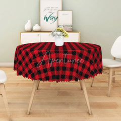Aperturee - Aperturee Classic Red and Black Buffalo Check Round Tablecloth Rustic Farmhouse Plaid Holiday Kitchen Dining Decor