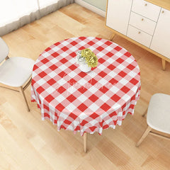 Aperturee - Aperturee Classic Red and White Gingham Round Tablecloth for Picnic BBQ and Farmhouse Kitchen Decor