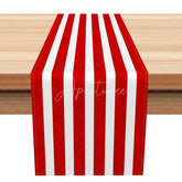 Aperturee - Aperturee Classic Red and White Stripe Table Runner for Holiday Carnival or Circus Themed Party Decor
