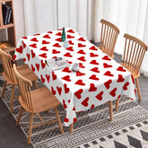 Aperturee - Aperturee Classic Red Heart Scatter Rectangle Tablecloth Bold Love Pattern on White Valentine Anniversary Party Decor