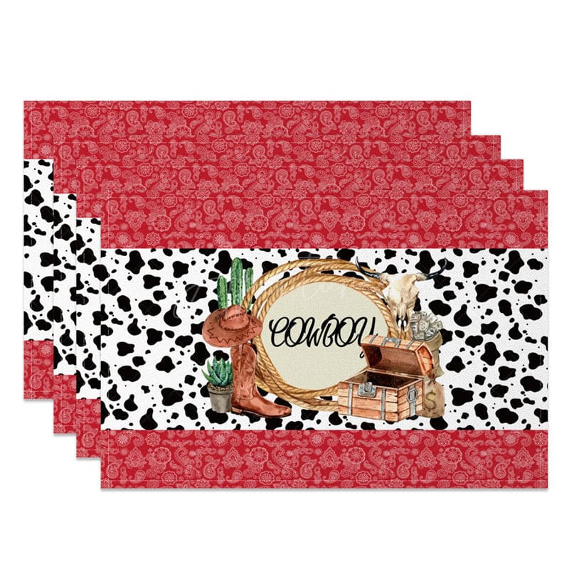 Aperturee - Aperturee Classic Retro Patterns Cowboy Set of 4 Placemats