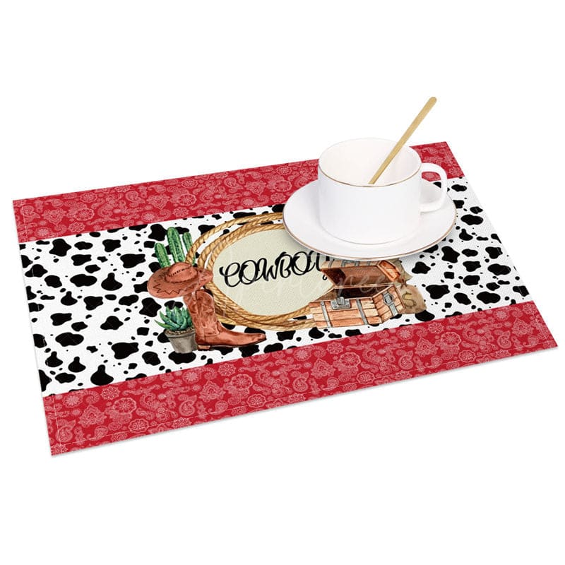 Aperturee - Aperturee Classic Retro Patterns Cowboy Set of 4 Placemats
