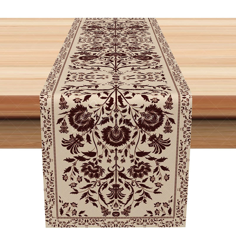 Aperturee - Aperturee Classic Slovak Folk Pattern Table Runner for Traditional European and Ethnic Kitchen Dining Decor