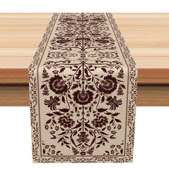 Aperturee - Aperturee Classic Slovak Folk Pattern Table Runner for Traditional European and Ethnic Kitchen Dining Decor