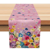 Aperturee - Aperturee Classic Spring Table Runner with Colorful Floral Pattern for Easter Holiday and Garden Party Table Decor