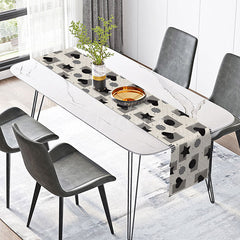 Aperturee - Aperturee Classic Table Runner with Black Star and Heart Pattern for Modern Farmhouse and Minimalist Decor