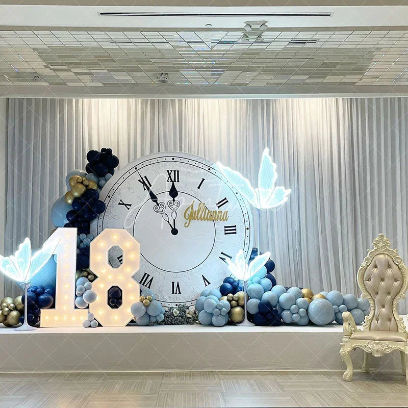 Aperturee - Aperturee Classical Retro Clock Sweet Round Birthday Backdrop
