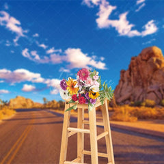 Aperturee - Aperturee Clear Sky Weather Desert Road Photography Backdrop