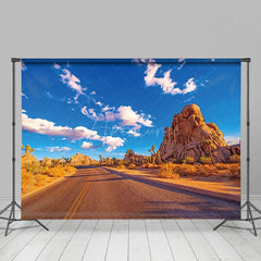 Aperturee - Aperturee Clear Sky Weather Desert Road Photography Backdrop