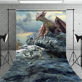 Aperturee - Aperturee Cloud Rocks Welsh Dragon Natural Scene Sweep Backdrop