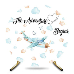 Aperturee - Aperturee Clouds Airplane The Adventure Begins Round Backdrop