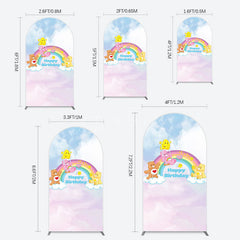 Aperturee - Aperturee Clouds Rainbow Cute Bear Happy Birthday Arch Backdrop
