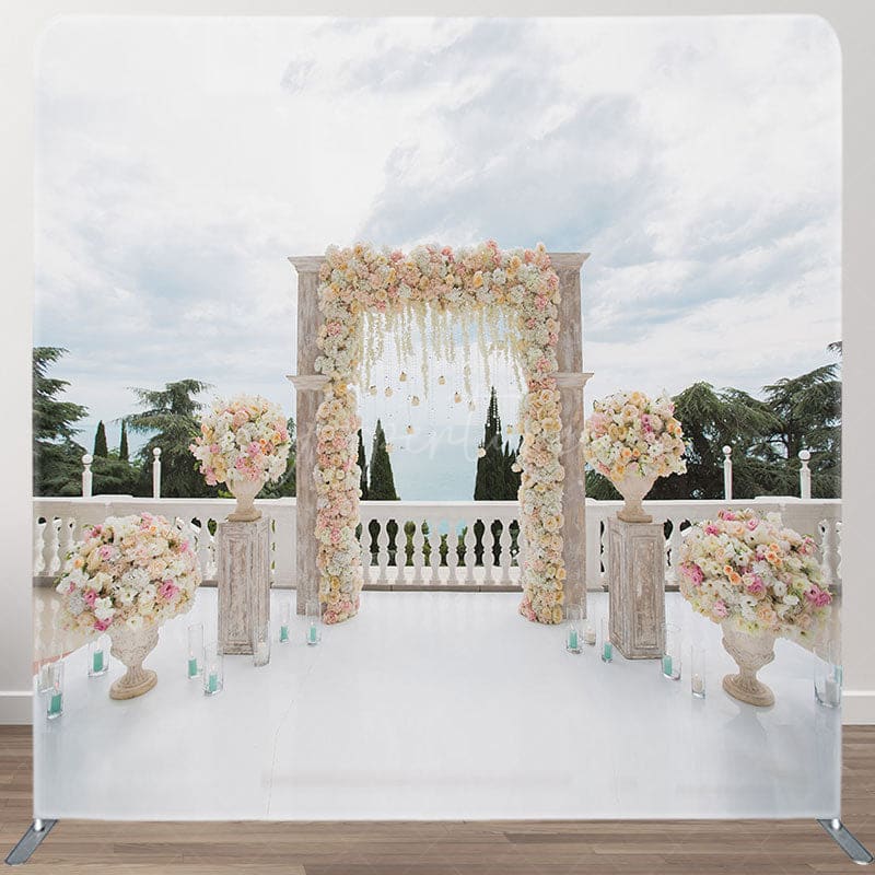 Aperturee - Aperturee Clouds Sky Floral Arch Wedding Pillow Cover Backdrop