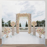 Aperturee - Aperturee Clouds Sky Floral Arch Wedding Pillow Cover Backdrop