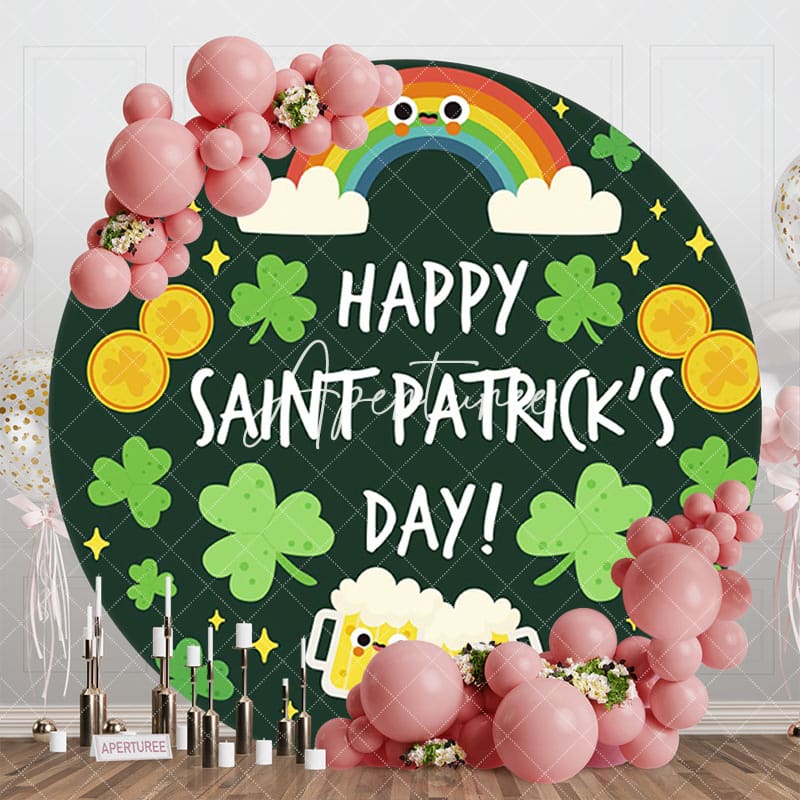 Aperturee - Aperturee Clover Rainbow Beer Round St Patricks Day Backdrop