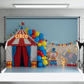 Aperturee - Aperturee Clown Elephant Circo Circus Balloons Cake Smash Backdrop