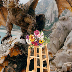 Aperturee - Aperturee Coast Rocks Welsh Dragon Natural Scene Photo Backdrop