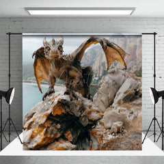 Aperturee - Aperturee Coast Rocks Welsh Dragon Natural Scene Photo Backdrop