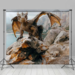 Aperturee - Aperturee Coast Rocks Welsh Dragon Natural Scene Photo Backdrop