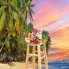 Aperturee - Aperturee Coconut Sunset Beach Summer Vibe Holiday Backdrop