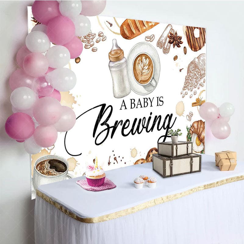 Aperturee - Aperturee Coffee Beans A Baby Is Brewing Baby Shower Backdrop