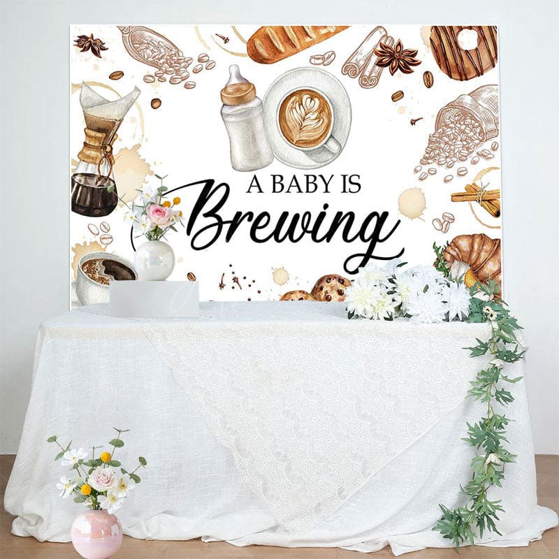 Aperturee - Aperturee Coffee Beans A Baby Is Brewing Baby Shower Backdrop