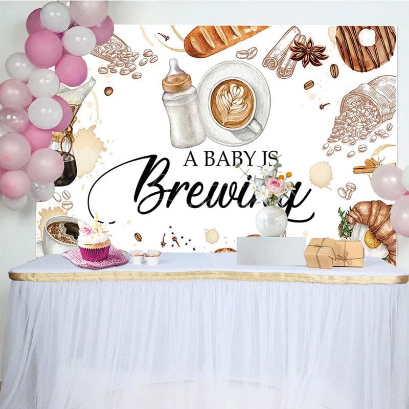 Aperturee - Aperturee Coffee Beans A Baby Is Brewing Baby Shower Backdrop