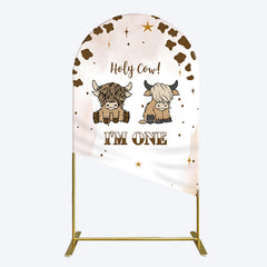 Aperturee - Aperturee Coffee Cow Pattern Im One Birthday Arch Backdrop